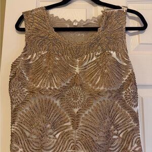 Elegant Gold Embroidered Sleeveless Top